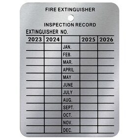 Fire Extinguisher Tag Manufacturer - OEM Heavy Duty Metal 4 Year Monthly Inspection
