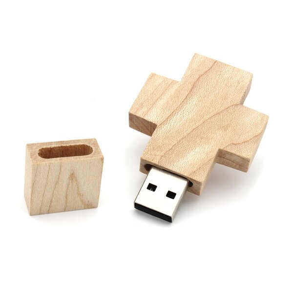 USB Flash Drives Manufacturer - Custom Logo Cross Crucifix Wooden Stick