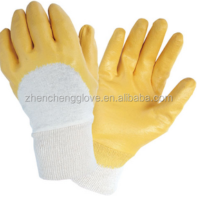 Work Gloves Factory - High Quality Yellow Nitrile Half Coated Cotton