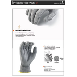 Anti Cut Gloves Factory - HPPE EN388 Glass Garden Level 5 PU Coated