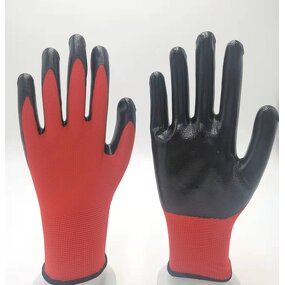 Work Gloves Manufacturer - Work Gloves 13 Gauge Polyester Nitrile Palm