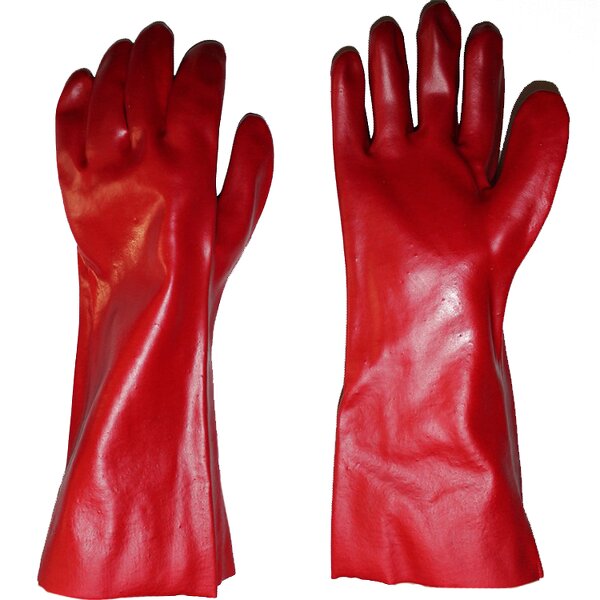 Industrial Work Gloves Manufacturer - 40CM Long Sleeve Red Full Dip PVC
