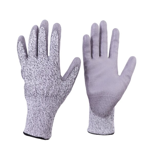 Cut Resistant Gloves Factory - HPPE Liner PU Coating Level 5 EN 388