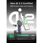 Car Wireless Charger Manufacturer - OEM 3-in-1 Magnetic Foldable 15W QC2.0 Fast Charging