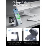 Car Wireless Charger Manufacturer - OEM 3-in-1 Magnetic Foldable 15W QC2.0 Fast Charging