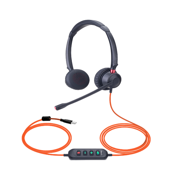Binaural Headset Manufacturer - OEM Wired Call Center USB ENC with Noise Canceling