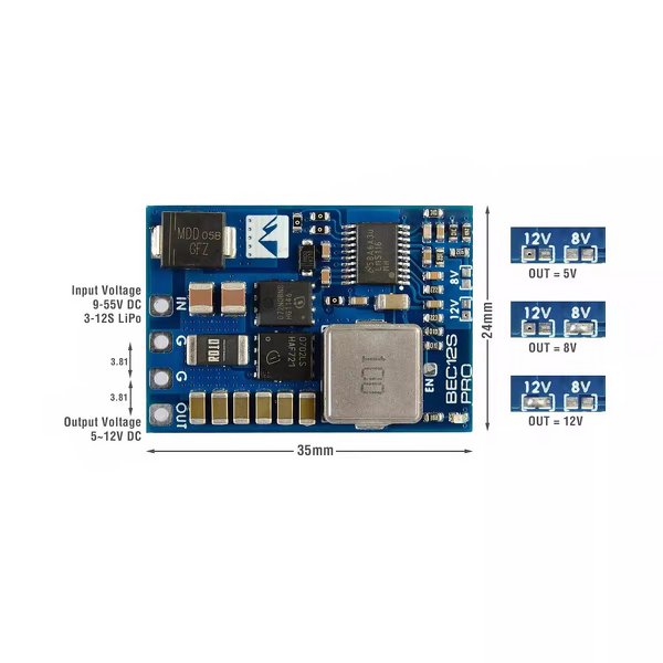 BEC Step Down Module Manufacturer - OEM Matek 12S-Pro 9V-55V Input Plastic Case