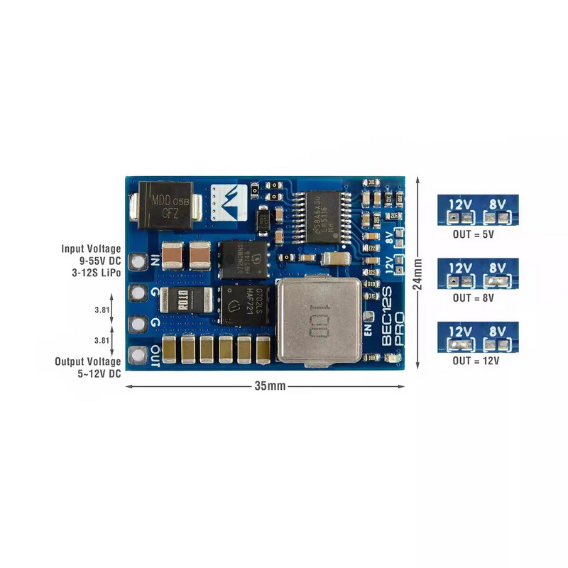BEC Step Down Module Manufacturer - OEM Matek 12S-Pro 9V-55V Input Plastic Case