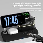 Wireless Charging Stand Manufacturer - OEM 2025 New Design Qi2 Digital Alarm Clock 5 in 1