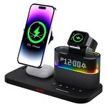 Wireless Charger Dock Manufacturer - OEM Multifunction 6 3 in 1 Desktop Digital Clock Phone Stand