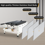 Gas Taiyaki Waffle Maker Factory - Commercial 6 Piece Fish Shaped Non-Stick