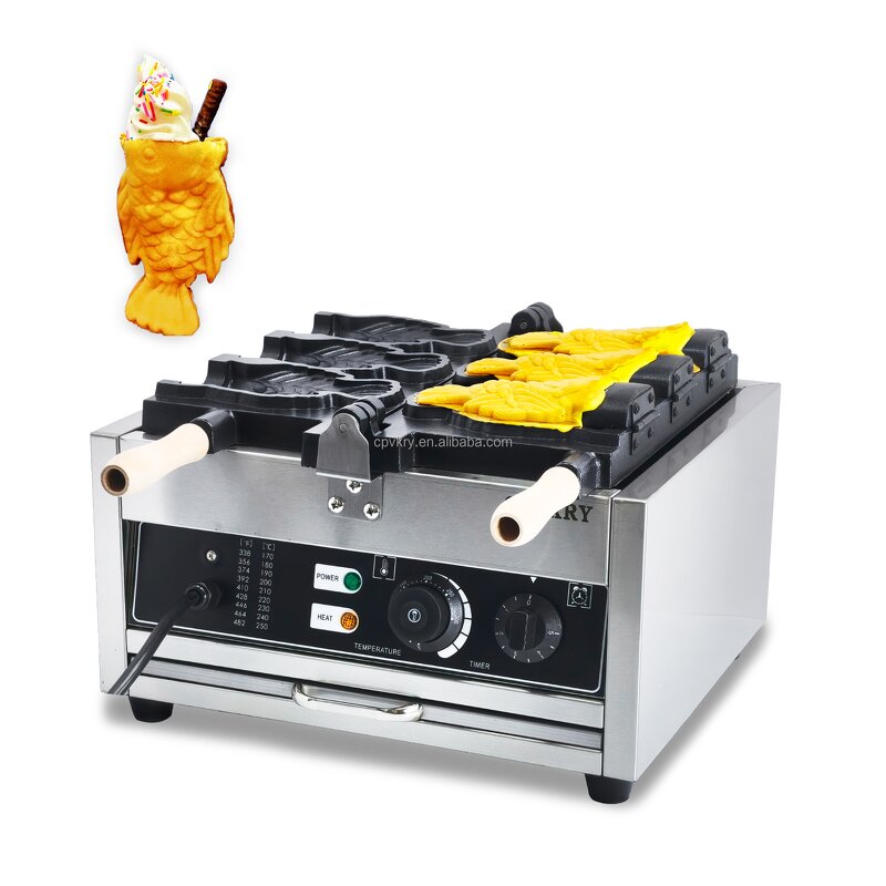 3-Fish Taiyaki Waffle Maker Manufacturer - Commercial Grade Stainless Steel Electric