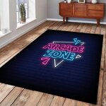 Game Room Rug Manufacturer - OEM Customizable Arcade Zone Neon Signs Printed Circle