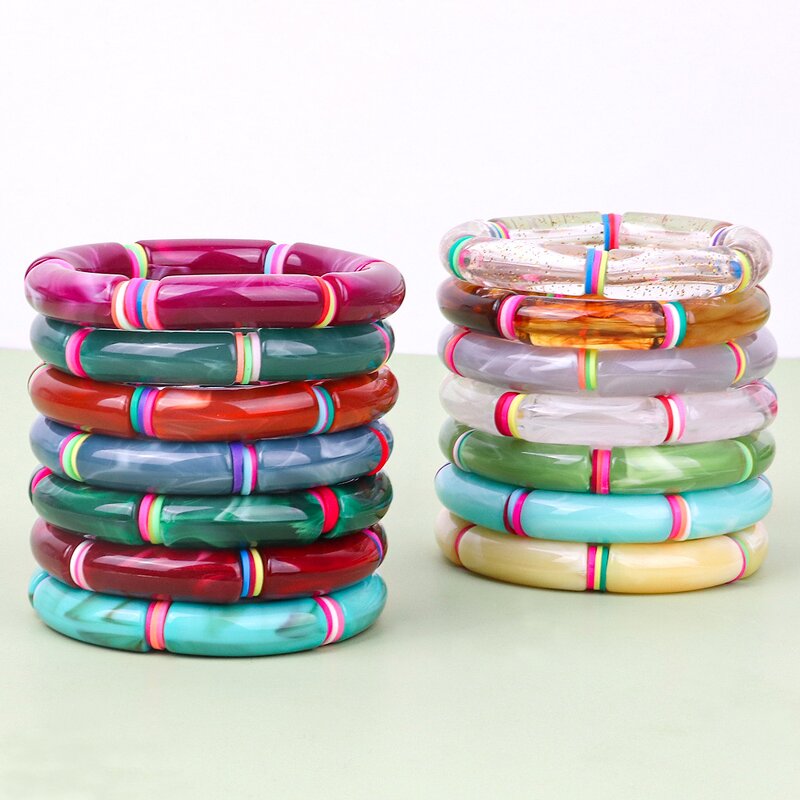 Acrylic Bangle Factory - Polymer Clay Personalized Tube Beaded Bracelets