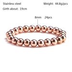 Elastic Bracelet Factory - Waterproof Stainless Steel Rose Gold Beaded Bracelet