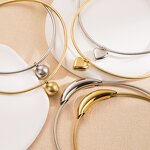 Heart Necklace Supplier - Gold 18K Smooth Tube Bead Stainless Steel Pendant