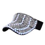 Rhinestone Visor Cap Factory - Wholesale Women Fashion Full Diamond Empty Visor