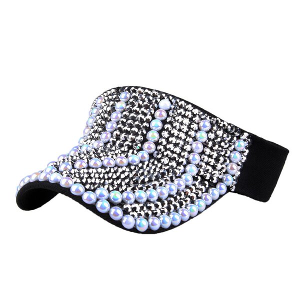Rhinestone Visor Cap Factory - Wholesale Women Fashion Full Diamond Empty Visor