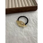 Hair Rope Supplier - New Gold Bow Leaf Alloy Elastic Simple Elegant Ties