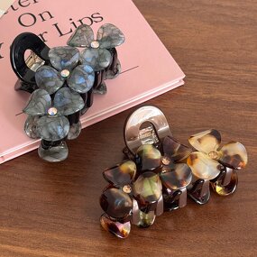 Claw Clip Manufacturer - 3D Rhinestone Flower Acetate for High Ponytail Updo