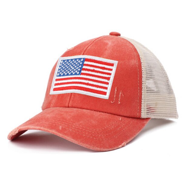 American Flag Baseball Cap Factory - Wholesale Embroidered Hole Women's Ponytail Hats