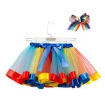 Rainbow Tutu Skirt Supplier - Factory Wholesale Children Skirt with Jojo Bow Clip