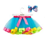 Rainbow Tutu Skirt Supplier - Factory Wholesale Children Skirt with Jojo Bow Clip