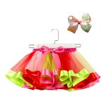 Rainbow Tutu Skirt Supplier - Factory Wholesale Children Skirt with Jojo Bow Clip