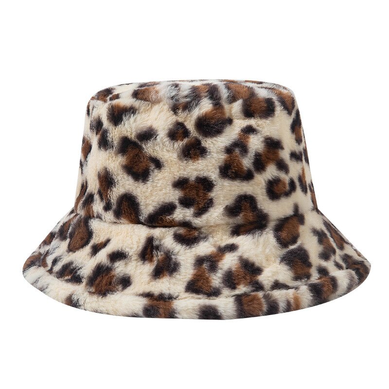 Fleece Winter Hat Supplier - Fashion Lady Solid Soft Leopard Wool Sherpa Bucket
