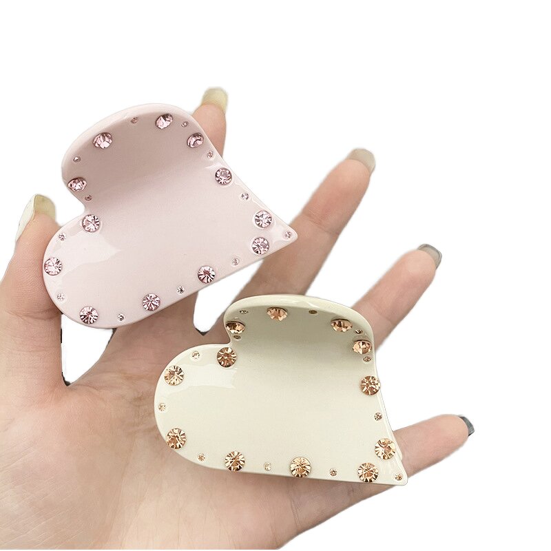Hair Clamp Factory - Heart Shape Spot Drill Acetate Diamond Shark Clip