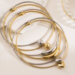 Heart Necklace Supplier - Gold 18K Smooth Tube Bead Stainless Steel Pendant