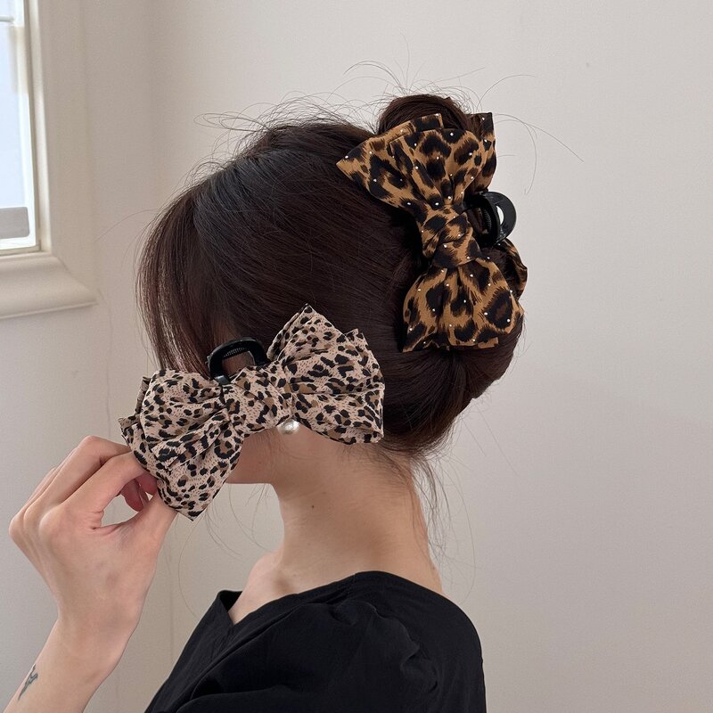 Fabric Hair Clip Supplier - 13cm Leopard Print Large Wild Headdress Cool