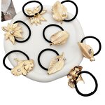 Hair Rope Supplier - New Gold Bow Leaf Alloy Elastic Simple Elegant Ties