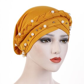 Muslim Caps Factory - High Quality Pearl Beauty Hair Single Braid Hat Turban