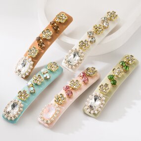 Baroque Hair Clips Supplier - Retro Crystal Gem Rhinestone Velvet Luxury