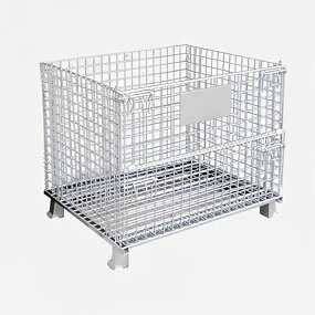 Nestable Collapsible Steel Wire Container Factory - Uni-Silent 800kg Silver Cage for Logistic
