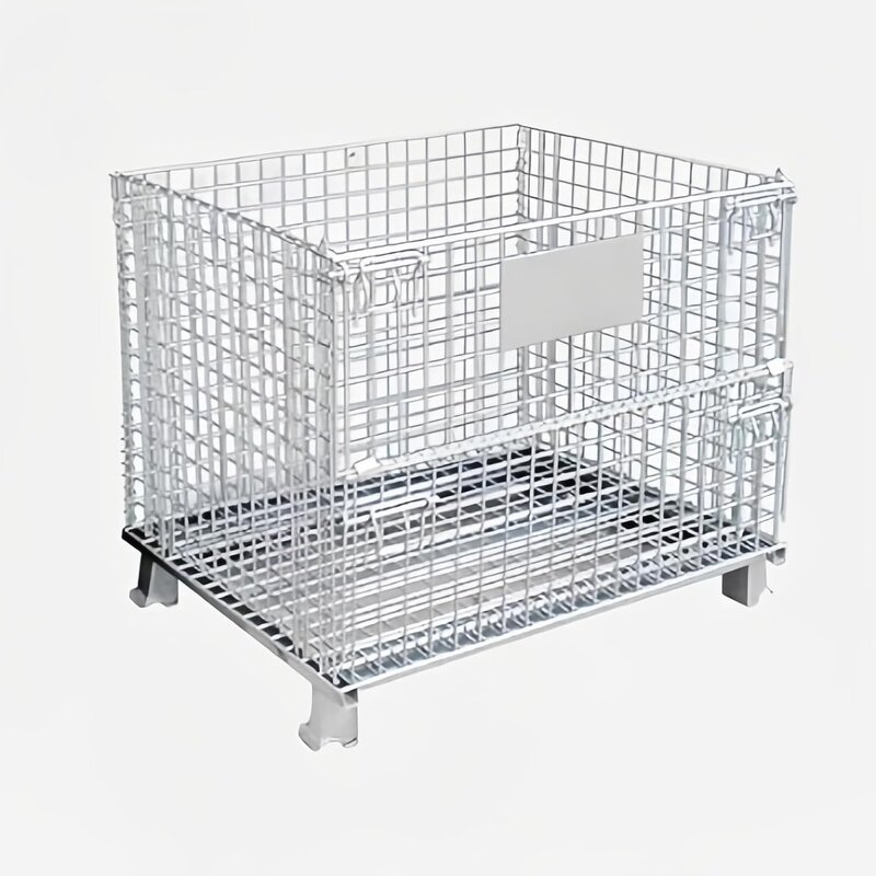 Nestable Collapsible Steel Wire Container Factory - Uni-Silent 800kg Silver Cage for Logistic