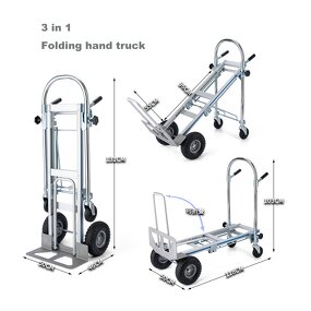 Heavy Duty Hand Truck Supplier - Uni-Silent 250kgs 3-in-1 Industrial Foldable Push Cart Folding