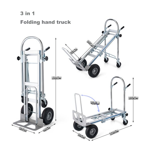 Heavy Duty Hand Truck Supplier - Uni-Silent 250kgs 3-in-1 Industrial Foldable Push Cart Folding