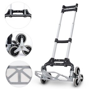 Portable Aluminum Folding Cart Factory - Uni-Silent 6 Wheel Climbing Stairs Hand Trolley Push