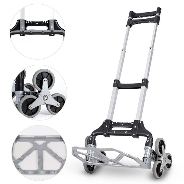 Portable Aluminum Folding Cart Factory - Uni-Silent 6 Wheel Climbing Stairs Hand Trolley Push