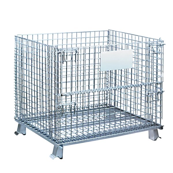 Collapsible Steel Wire Container Manufacturer - Uni-Silent Silver Foldable Security Cage Crates