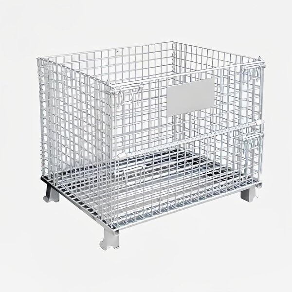 Nestable Collapsible Steel Wire Container Supplier - Uni-Silent Silver Foldable Security Cage
