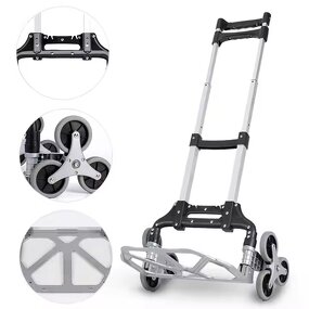 Portable Aluminum Hand Truck Factory - Uni-Silent 6-Wheel Folding Climbing Stairs Trolley OEM