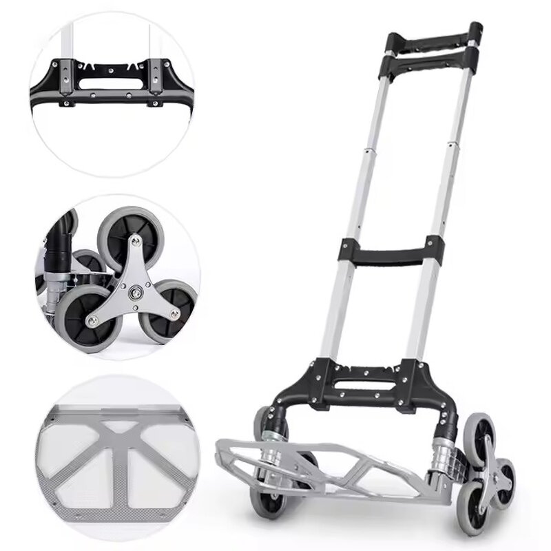 Portable Aluminum Hand Truck Factory - Uni-Silent 6-Wheel Folding Climbing Stairs Trolley OEM