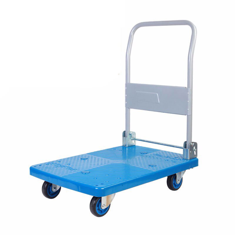 Plastic Platform Truck Factory - Uni-Silent 150kgs Push Hand Trolley Cart