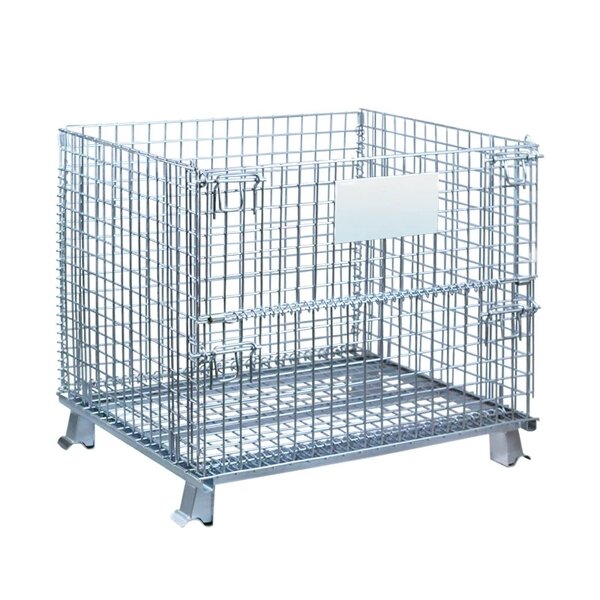 Collapsible Steel Wire Container Manufacturer - Uni-Silent Silver Mesh Security Cage for Logistic