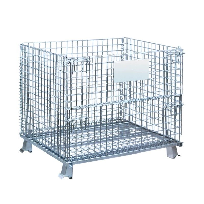 Collapsible Steel Wire Container Manufacturer - Uni-Silent Silver Mesh Security Cage for Logistic