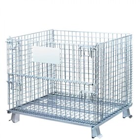 Nestable Collapsible Steel Wire Container Supplier - Uni-Silent Silver Foldable Security Crate
