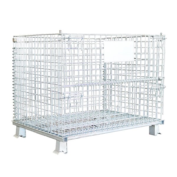 Collapsible Steel Wire Crate Factory - Uni-Silent 500kg Silver Foldable Security Cage for Logistic